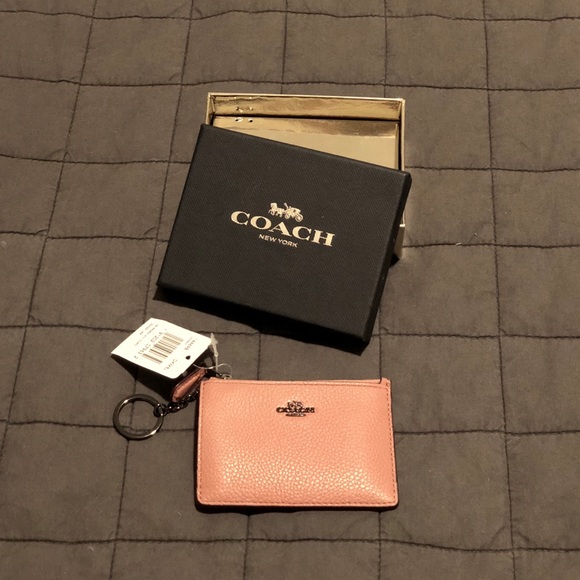 Coach Accessories - HP NWT Coach pale pink leather key pouch